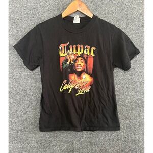 Tupac California Love Graphic T Shirt Black Youth M‎ Port & Company